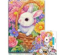 Jigsaw Puzzles for Adults 1000 Piece Flower Bunny 1000 Pieces for Teenagers,Educational Toy Funny Family Games Unique Home Decor 75x50cm