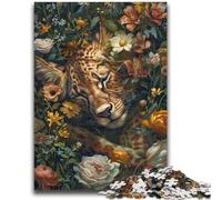 Jigsaw Puzzles for Adults 1000 Piece Flower Leopard Learning Educational Toys Fun at Home Activities, Birthday Present,Travel Gifts 26x38cm
