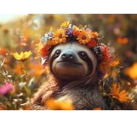 Jigsaw Puzzles for Adults 1000 Piece Flower sloth Challenge Impossible Premium Sustainable Jigsaws, Exercise the Memory of Brain Encourage Feelings Between Each Whole for Women/Men Gift 75x50cm P-5