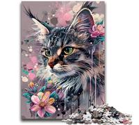 Jigsaw Puzzles for Adults 1000 Piece Flowers And Cats for And from 14 Years And over Hands-on Game Christmas Game Gifts 38x26cm