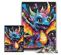Jigsaw Puzzles for Adults, 1000 Piece Flying Dragon Graffiti Painting Jigsaws 1000 Pieces for Adults Family Interactive Game, Brain Challenge Gift Size 26x38cm