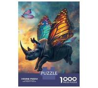 Jigsaw Puzzles for Adults 1000 Piece Flying Rhino With Wings Puzzle for Adults Relaxing Games Hand Speed Race Fun Activities at Home 38x26cm/1000pcs