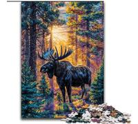 Jigsaw Puzzles for Adults 1000 Piece Forest Moose cardboard Jigsaw 26X38CM Perfect Home Or Office Decor, Ideal