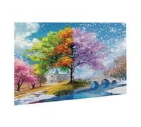 Jigsaw Puzzles for Adults 1000 Piece Four Seasons Tree Jigsaw Puzzle-Colourful, Challenging Game/Brainteasing Adult Jigsaws, The Whole 3D Jigsaw Gifts for Women, Men Beautiful Decoration-Plant fr0-720