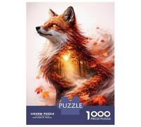 Jigsaw Puzzles for Adults 1000 Piece Fox Double Exposure Nature Silhouette Teenager Puzzles Hands-on Game Home Decoration Christmas Birthday Gifts 70x50cm/1000pcs