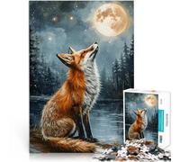 Jigsaw Puzzles for Adults 1000 Piece Fox Gazing at the Moon Familienspiel für und Geburtstagsgeschenk, Geschenke75x50cm