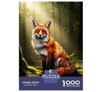 Jigsaw Puzzles for Adults 1000 Piece Fox in Forest, Digital Art Puzzles for Adults Relax Games Pattern Assembly Christmas Birthday Gifts 38x26cm/1000pcs