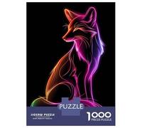 Jigsaw Puzzles for Adults 1000 Piece Fox Neon Animal Puzzle for Adults Relaxing Games Hand Speed Race Fun Activities at Home 38x26cm/1000pcs