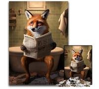 Jigsaw Puzzles for Adults 1000 Piece Fox Reading Newspaper Puzzles for Adults for Teenagers & Family Fun - DIY Brain Teaser Game Gift 50x75CM/19.68x29.52inch