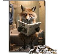 Jigsaw Puzzles for Adults, 1000 Piece Fox Reading Newspaper Puzzles for Adults size 26x38cm for Teenager & Families, Perfect DIY Decor & Brain-Teasing Challenge