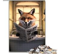 Jigsaw Puzzles for Adults, 1000 Piece Fox Reading Newspaper Puzzles for Adults size 50x75cm for Teenager & Families, Perfect DIY Decor & Brain-Teasing Challenge