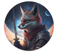Jigsaw Puzzles for Adults 1000 Piece Fox Warrior Round Jigsaw Puzzles Brain Teaser Game,Interactive Family Game,Suitable for Ages 14+ 67.5x67.5 cm