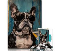 Jigsaw Puzzles for Adults 1000 Piece French Bulldog Drinking,Challenging Game And Family Play with Fully Interlocking Randomly Shaped Pieces 38x26cm