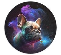 Jigsaw Puzzles for Adults 1000 Piece French Bulldog Nebula Round Jigsaw Puzzles Skill Level Beginner,Great for Birthday (Size 67.5x67.5cm)