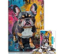 Jigsaw Puzzles for Adults 1000 Piece French Bulldog Oil Painting Teenager Jigsaw,Relax Games Is Ideal As A Gift for The Whole Family 38x26cm