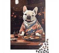 Jigsaw Puzzles for Adults 1000 Piece French Bulldog Puzzles for Adults Wooden Board Puzzles Funny 1000pcs (75x50cm)