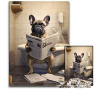 Jigsaw Puzzles for Adults, 1000 Piece French Bulldog Reading Newspaper cardboard Jigsaw Puzzles for Adults Challenging Brain Teaser for Teenagers, Family Fun Interactive Game 26X38CM/10.23x14.96inch