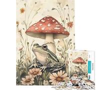 Jigsaw Puzzles for Adults 1000 Piece Frog And Mushroom Watercolor Illustration for Educational Game Challenge Toy Relaxing Games Improve Memory Gifts Birthday (Size 38x26cm)