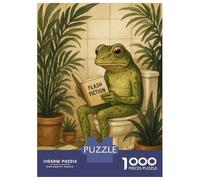 Jigsaw Puzzles for Adults 1000 Piece Frog Reading Flash Fiction on Toilet Puzzle for Adults Relaxing Games Hand Speed Race Fun Activities at Home 70x50cm/1000pcs