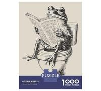 Jigsaw Puzzles for Adults 1000 Piece Frog Reading Newspaper on Toilet Jigsaws for Adults Anti-Stress Toys Birthday Present Unique Birthday And Gifts 52x38cm/1000pcs