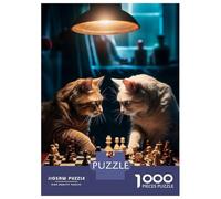 Jigsaw Puzzles for Adults 1000 Piece Funny Cats Playing Chess Jigsaw for Adults Fun Games Wall Art Unique Birthday And Xmas Gifts 70x50cm/1000pcs