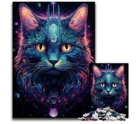 Jigsaw Puzzles for Adults 1000 Piece Future Colorful Psychedelic Cat Challenging Puzzles Home Activity for Holidays Birthdays And Family Game Nights 1000 PCS(75x50cm)