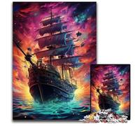 Jigsaw Puzzles for Adults 1000 Piece Future Colorful Psychedelic Pirate Ship Challenging Puzzles DIY Home Decor Gift, Brain Teaser Game 1000 PCS(75x50cm)