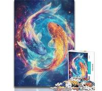 Jigsaw Puzzles for Adults 1000 Piece Galaxy Koi,Stress Reliever Staycation Kill Time with Matching Poster And Trivia Sheet (38x26cm)