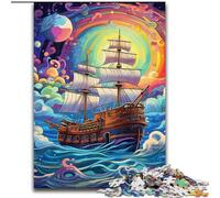 Jigsaw Puzzles for Adults 1000 Piece Galaxy Pirate Ship Jigsaw Puzzles for Adults 26x38cm for Parents, Lovers, Friends - Age 14+