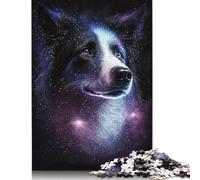 Jigsaw Puzzles for Adults 1000 Piece Galaxy Star Border Collie Jigsaw Puzzles for Adults for Educational Games Home Decor 1000pcs (75x50cm)