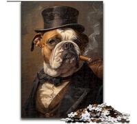 Jigsaw Puzzles for Adults, 1000 Piece Gentleman Bulldog Puzzle Perfect for Family Fun on Christmas, Thanksgiving, Birthdays & Easter 50X75CM