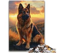 Jigsaw Puzzles for Adults 1000 Piece German Shepherd Help The Brain Exercise Addictive Toys to Cultivate Patience Artists Collection, Fine Art 26x38cm