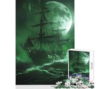 Jigsaw Puzzles for Adults 1000 Piece Ghost Ship in The Storm Adult Jigsaw Puzzles Family Activities Challenging To Complete for Is Ideal As A Gifts (38x26cm)