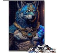 Jigsaw Puzzles for Adults 1000 Piece Gilded Blue Wolf Wooden Jigsaw Puzzles for Adults Perfect for Teenager & Families, Ideal size : 50x75cm