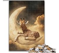 Jigsaw Puzzles for Adults, 1000 Piece Giraffe on The Moon Difficult Puzzles for Adults Ideal Holiday Or Birthday Gift, Party Game Toy 26X38CM