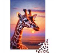 Jigsaw Puzzles for Adults 1000 Piece Giraffe Sunset Painting Print Puzzles for Adults Relaxing Games A Work of Art Fun Activities at Home 70x50cm/1000pcs