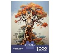 Jigsaw Puzzles for Adults 1000 Piece Giraffe Tree Art Print Jigsaw Puzzle Fun Games Birthday Present Unique Birthday And Xmas Gifts 38x26cm/1000pcs
