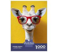 Jigsaw Puzzles for Adults 1000 Piece Giraffe with Red Glasses Portrait Jigsaw for Adults Family Games But Fun And Humorous Christmas Birthday Gifts 38x26cm/1000pcs