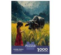 Jigsaw Puzzles for Adults 1000 Piece Girl And Water Buffalo Jigsaw Hands-on Game Birthday Present Unique Birthday And Xmas Gifts 38x26cm/1000pcs