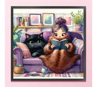 Jigsaw Puzzles for Adults 1000 piece Girl Sofa Cat, 1000 Piece Difficult jigsaw puzzles for adults, Challenging Jigsaws 1000 pieces, Puzzle Game for The Whole for Women, Gifts for Men 65x65cm