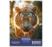 Jigsaw Puzzles for Adults 1000 Piece Glowing-Eyed Tiger in The Jungle Teenager Puzzles Hands-on Game Difficult Challenge Challenging Game Gifts 70x50cm/1000pcs