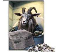 Jigsaw Puzzles for Adults 1000 Piece Goat Reading Newspaper Made of Wood, Perfect for Family Fun on Birthdays, Christmas 50x75cm Birthday Party for Men Women