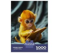 Jigsaw Puzzles for Adults 1000 Piece Golden Baby Monkey Reading Jigsaw Puzzle Brain Teaser Game Stress Reliever Unique Birthday And Xmas Gifts 70x50cm/1000pcs