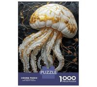 Jigsaw Puzzles for Adults 1000 Piece Golden Jellyfish Art Puzzle for Adults Brain Teaser Game Difficult Hard Deal As Gifts for The Whole Family 38x26cm/1000pcs