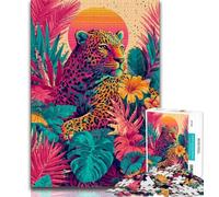 Jigsaw Puzzles for Adults 1000 Piece Golden Leopard in The Flowers 1000 Pieces for Teenagers,Challenging Game Toys Wall Decoration Unique Birthday And Xmas Gifts 26x38cm