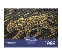 Jigsaw Puzzles for Adults 1000 Piece Golden Leopard on Black Textured Background Adult Puzzles Toy Wall Decor Wall Decoration Deal As Gifts for The Whole Family 52x38cm/1000pcs