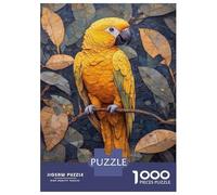 Jigsaw Puzzles for Adults 1000 Piece Golden Parrot on Branch with Leaves Jigsaw Puzzle Brain Teaser Game Stress Reliever Unique Birthday And Xmas Gifts 70x50cm/1000pcs