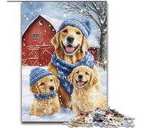Jigsaw Puzzles for Adults 1000 Piece Golden Retriever in Winter Puzzles for Adults 50X75CM Ideal for Lover, Perfect Christmas, New Year, Valentine's Gift