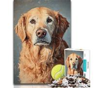 Jigsaw Puzzles for Adults 1000 Piece Golden Retriever Playing Tennis 1000 Pieces for Teenagers,Educational Toy Funny Family Games Unique Home Decor 26x38cm