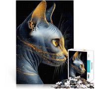 Jigsaw Puzzles for Adults 1000 Piece Golden Sphynx Cat Portrait Made of cardboard，for 14+ Stress Relief Gift for birthdays。size：38x52cm/14.96x20.47inch